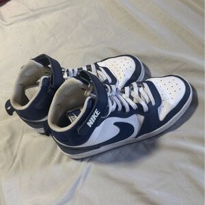 Nike Blue and White High-Top Dunks